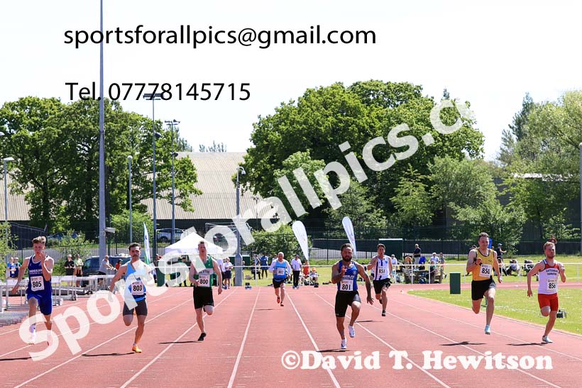 Mens Senior 100 metres, 2024 North Eastern Track and Field Champs., Middlesbrough.  Photo: David T. Hewitson/Sports for All Pics